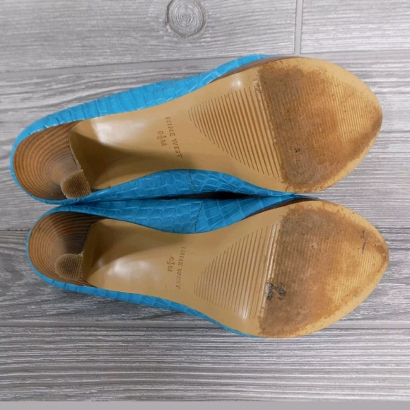 Nine West Croc Pattern Leather Heels 6.5M - Picture 6 of 8